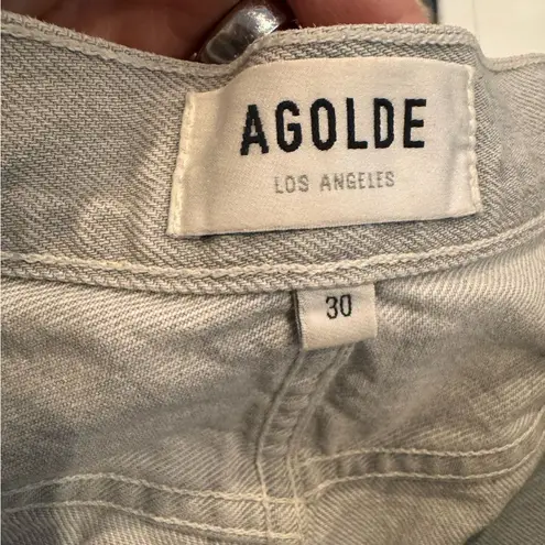 AGOLDE  Pieced '90s High-Rise Leather & Denim Straight-Leg Jeans 30