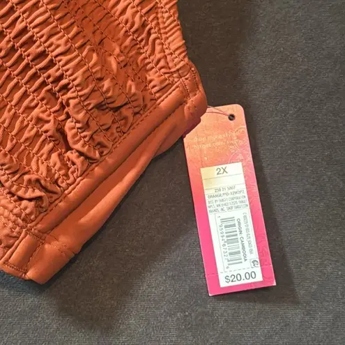 Xhilaration Women’s  Plus Size Orange Bikini Smocked Top Size 2X NWT