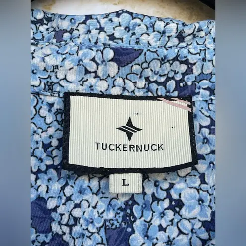 Tuckernuck Hayes Blue Hydrangeas Button Front Shirt Dress size large