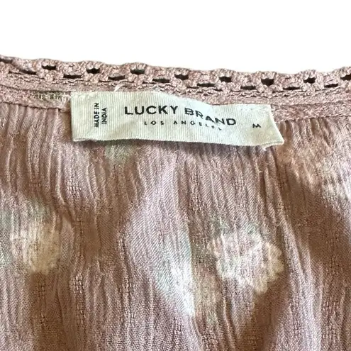 Lucky Brand  Two Piece Shirt Skirt Set Crop Top Smocked Size Medium Women's