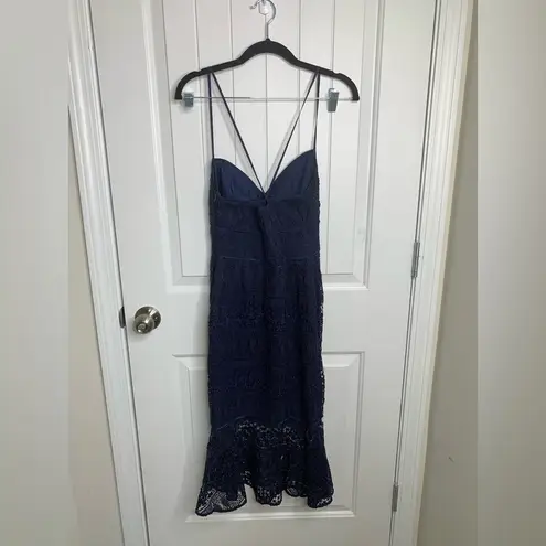 Likely  Revolve navy blue lace crochet darby cocktail dress size 4 wedding guest