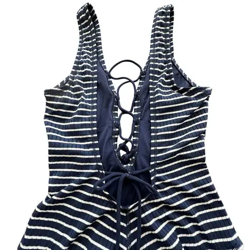 Robin Piccone 4 Sailor Lace UP Front Plunge One-Piece swimsuit