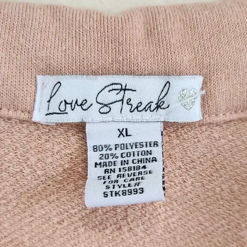 Love Streak Oversized Baggy Fit Cropped Polo Shirt Collared Blush Pink Size XL