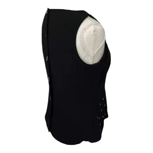 David Warren Women Black Blouse Size 6 Petite Sleeveless Formal Button Back