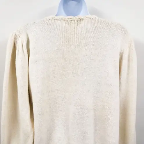 Unique Vintage Vintage 1980s Floral Embroidered Scalloped Pearl Button Granny Cardigan Sweater