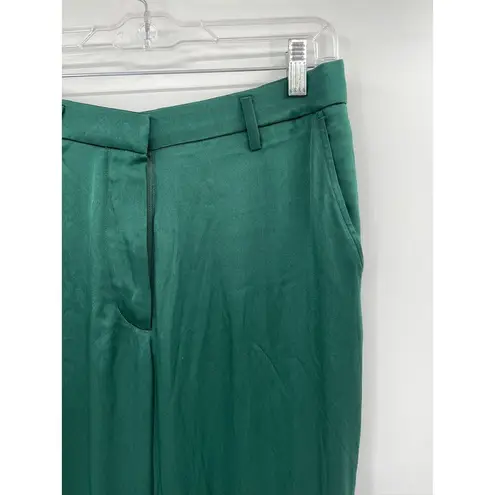 ANINE BING Emerald Green Classic Straight Leg Silk Pants Size 38 NWT