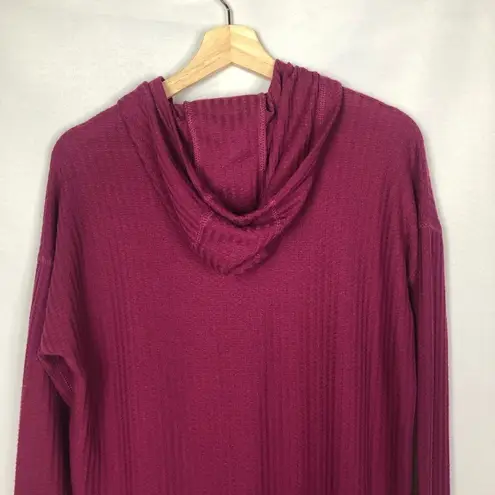 Chaser  Waffle Knit Purple Thermal Hooded Sweatshirt S