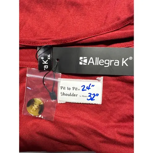 Allegra K Tunic Top Button Accent 3/4 Sleeve Casual Blouse XXL