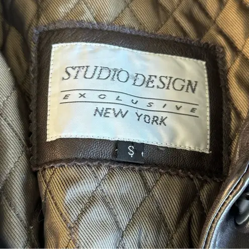 Vintage Studio Works Chocolate Brown Ankle Length Leather Trench Coat Size Small