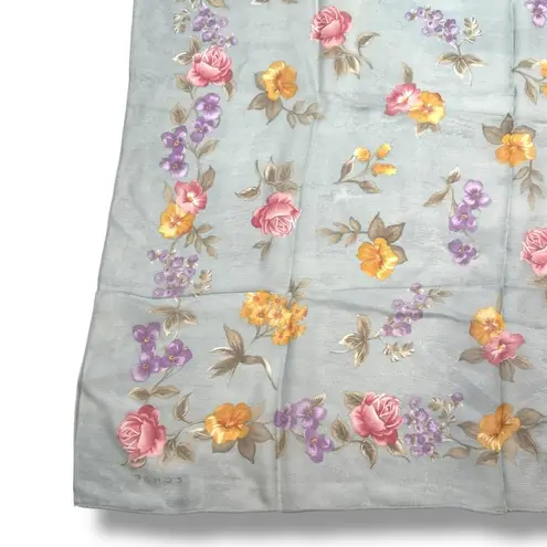 Vintage Echo Light Blue Floral Semi Sheer Scarf