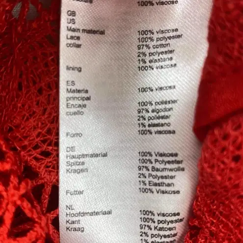 Maje Red Crochet Eyelet Pullover Blouse