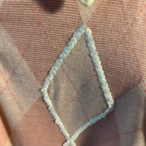 Sharagano NWT Pink/White Argyle Sweater Polo Shirt | Size Large