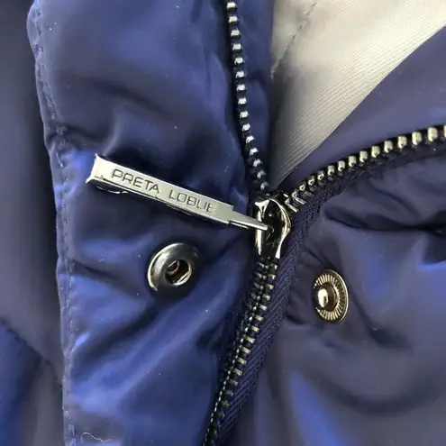 Preta LoBue Blue Hooded Puffer Coat Nylon Cold Winter Size L