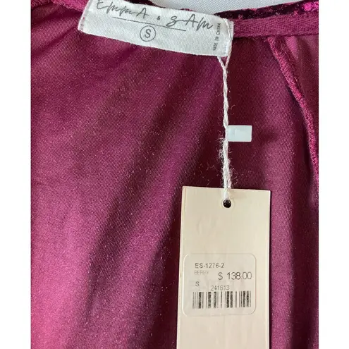 LF Emma & Sam Jacket Women Small Pink Purple Crush Velvet Zip Up Hoodie