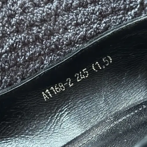 Alomore Black Suede Rhinestone Bow Flats 7.5 Pointed Toe Leather Sole heels