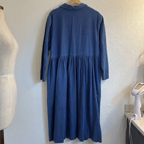 Lynda Smith Swann vintage denim long sleeve midi dress Blue Size 16