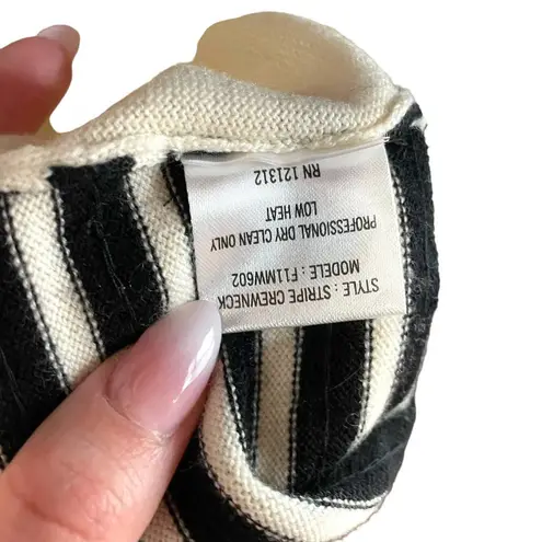 Gryphon New York Sequin Stripe Crewneck Sweater Ivory & Black Size XS