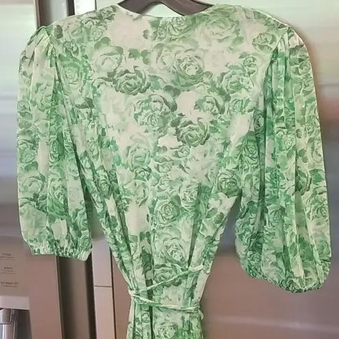 Ganni ππ Mesh Wrap Maxi Dress ~ Island Green Rose EU 34 NWT