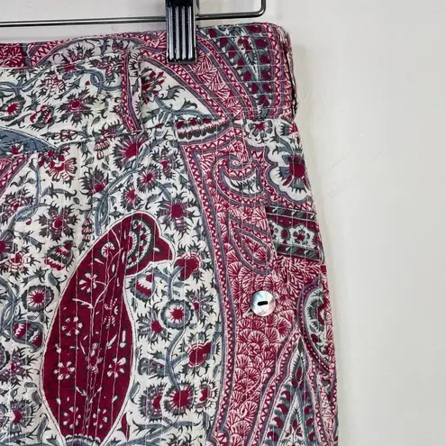 Antik Batik Quilted Cotton Voile Paisley Tajar Ankle Cargo Pants Trousers S 38