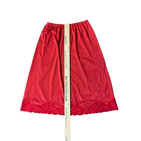 Vanity Fair Vintage Half Slip Red Nylon Lace Trim Womens M 26" USA