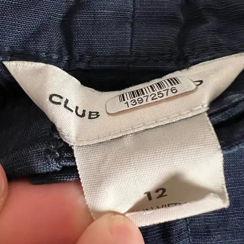 Club Monaco Darcee Navy Blue Linen Belted Paperbag Shorts Size 12