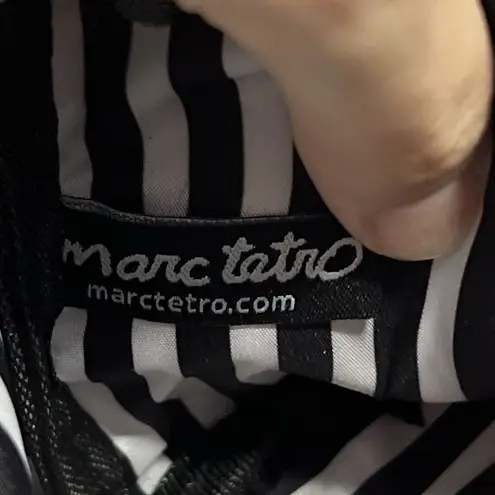 Marc Tetro Red White Black Westie Terrier Dog Striped Lined Clutch Makeup Pouch