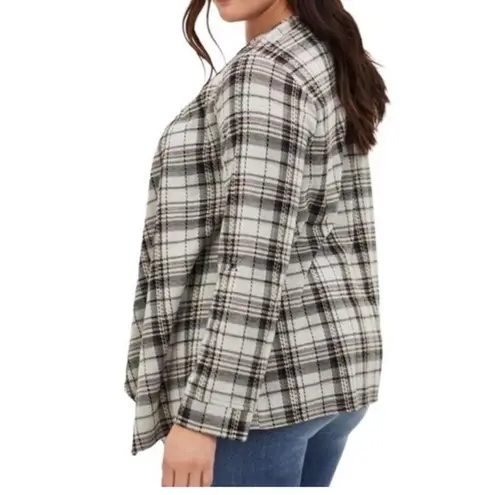 Torrid  00 Women’s‎ Black & Ivory Plaid Drape Jacket Size Medium