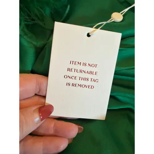 NWT Perrin Emerald Green Feather Miss Circle New York Gown