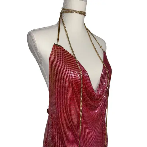 8 Other Reasons Chainmail Mini Dress in Pink One Size New Womens Party backless