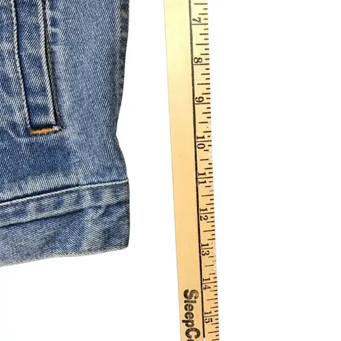 Schaefer Outfitter Men’s Small Women’s Medium Denim Jacket Leather Collar Blue