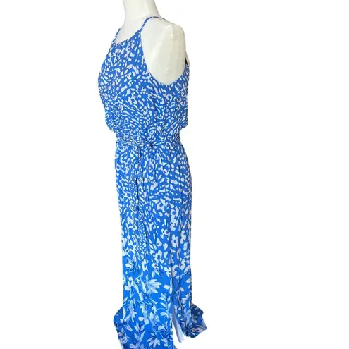 Skies Are Blue Maxi Sundress Womens Size M 56"L Blouson Flowy Coastal Travel NEW