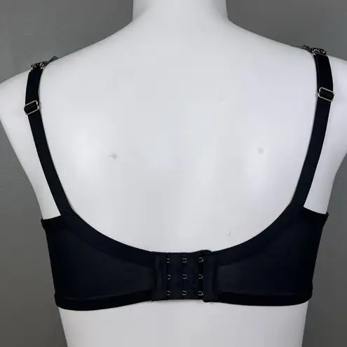 Cacique Plunge Bra Size 40C Black Sheer Mesh U Underwire Animal Print Sexy