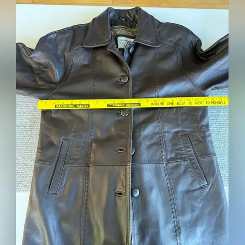 Vintage Studio Works Chocolate Brown Ankle Length Leather Trench Coat Size Small