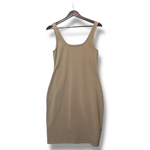 Aritzia Babaton Tank Sleeveless Dress Bodycon L Clean Girl Minimalist Neutral Tan Size L