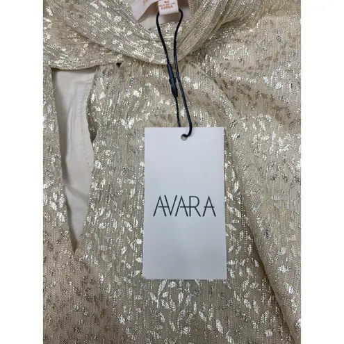 Skies Are Blue by Avara Gold Metallic Blouse Sleeve Keyhole Neckline Sz M