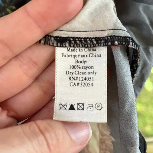 The Odells Women's Black Floral Long Sleeve Hi Low Top Size L Size L