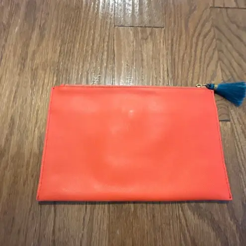 J.Crew Italian leather tassel pouch fiery red