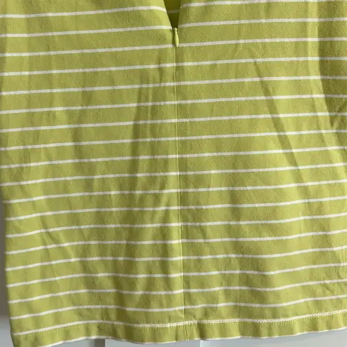 st. john's bay  Women's S Zip Neck Polo Tee Shirt Lime Green White Stripe Preppy