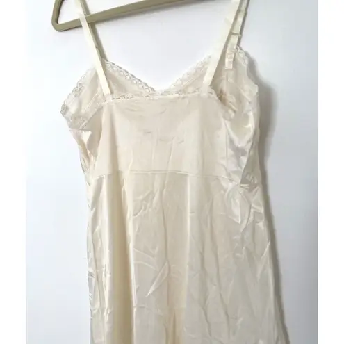 Vtg Made Nylon Full Slip Lingerie Dress Ivory Lace Sissy Retro Nightie No Sz Tag