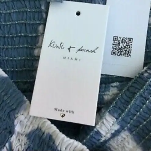 Kiwi Punch Tie Dye Dress Off Shoulder Smocked in Blue Size Small