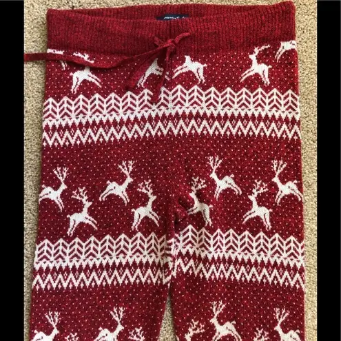 American Eagle  Ahh-amazingly Soft Reindeer Sweater Joggers XS Holiday Cheer Red