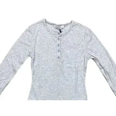 We Wore What NWT Longsleeve Crewneck Henley Bodysuit Buttons XS Heather Grey #3550