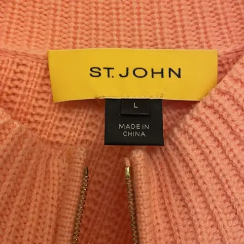 St. John Peach Zip front swing cardigan sweater