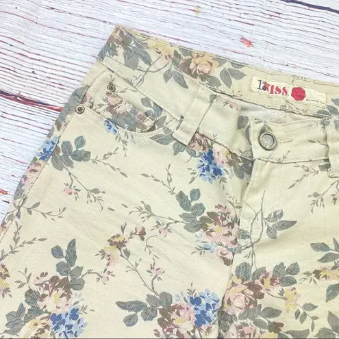 Hot Kiss Floral Print Skinny Jeans Cream Multi 3 Juniors