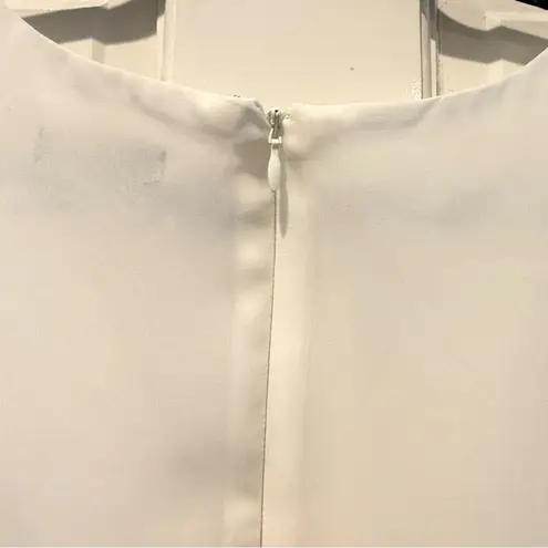 MSK Evening Off White Top Beaded V Neck Chiffon Layered Flared Sleeves Medium