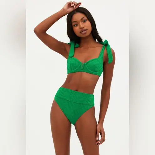 Beach Riot Blair Top and Highway Bikini SET- in Jelly Bean Green- large