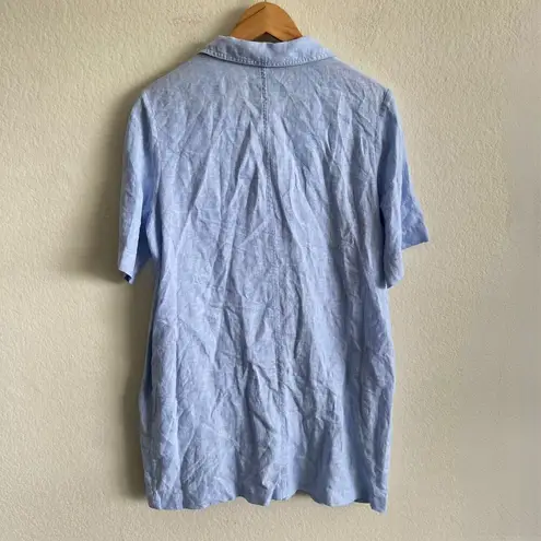 Everlane  The Linen Shirt Dress Light Blue Button Down Short Sleeve Womens Medium