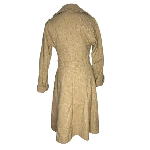 PEABODY HOUSE New York Beige Coat Wool Button Up Belted Fully Lined 70s