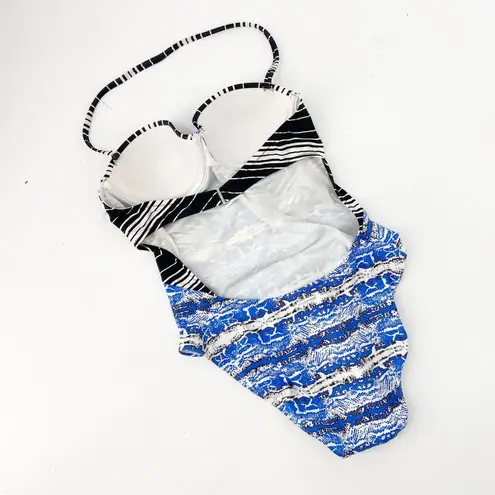 BCBGMAXAZRIA BCBGMaxazaria Blue Snake Striped One Piece Swim