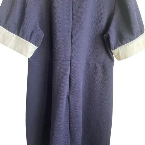 Riley & Rae Sheath Women Dress XL Textured Peterpan Collar Preppy Academia Twee Blue